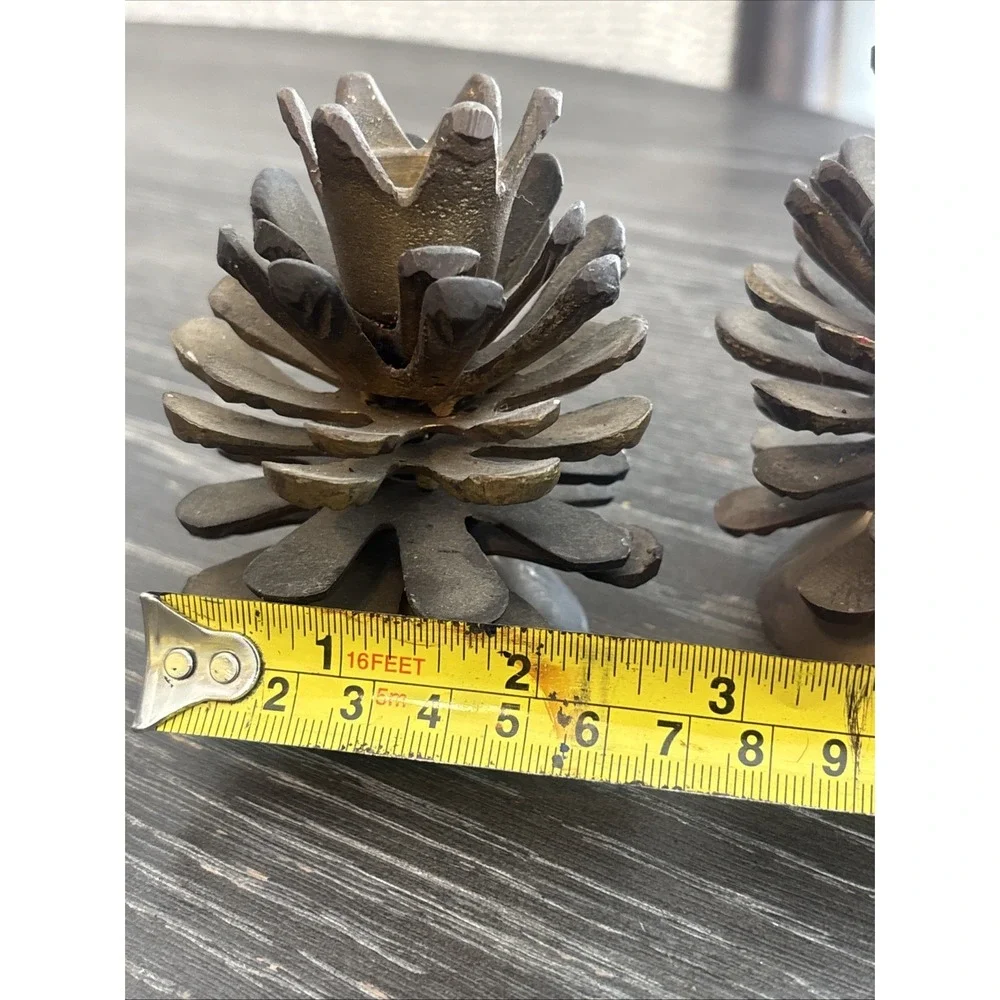 Vintage Brass Pine Cone Candle Holders Set of 2 Christmas‎ Holiday Decor